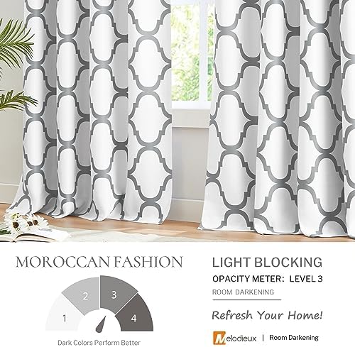 Melodieux Moroccan Printed Room Darkening Blackout Grommet Curtains