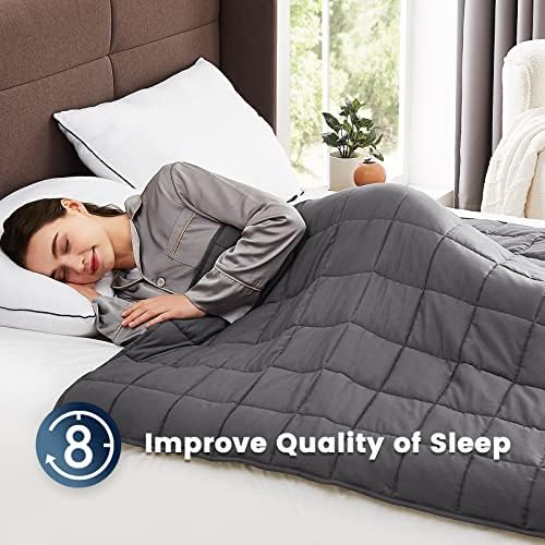 Weighted Blanket for Adults (15lbs, 48"x72", Full, Grey) Heavy Blanket