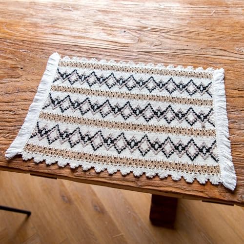 Rectangular Table Placemats Set of 4, Cotton Linen Table Mat Heat