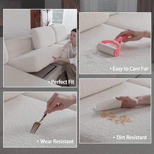OHSIO Couch Cushion Covers for Sectional Sofa, Stretch Soft Sofa