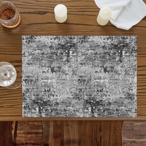 Placemats Set of 8, Black Grey Gradient Table Mats Washable Non-Slip