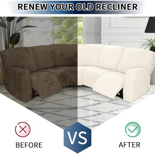 PureFit 7-Pieces Sectional Sofa Covers, Large L Shape Recliner Couch