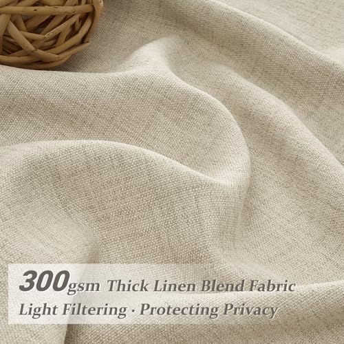 Floor to Ceiling Light Flax Linen Curtains 120 Inches Long 2 Panels