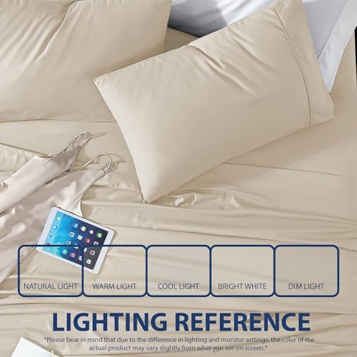 Cathay Home Queen Sheet Set, Ultra- Soft Microfiber Bed Sheets, Cream