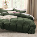 Bedsure Prewashed Cal King Duvet Cover, Cotton-Like Set, Olive Green