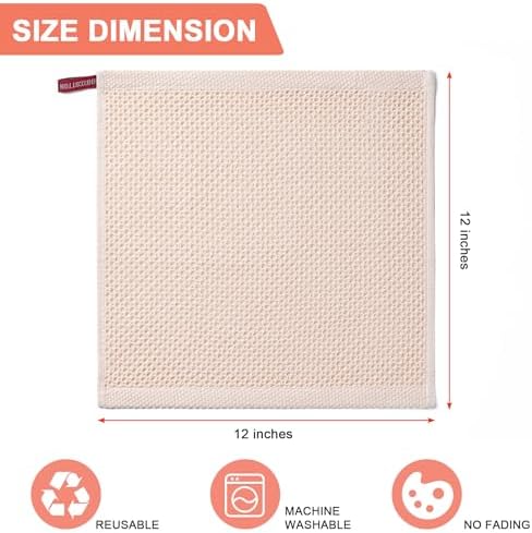 Kitchen Towels 6-Pack Kitchen Dish Cloths,100% Cotton,12x12 In,Multi