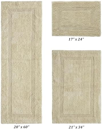 Better Trends Bathroom Rug 3 Piece Set 100% Cotton Sand