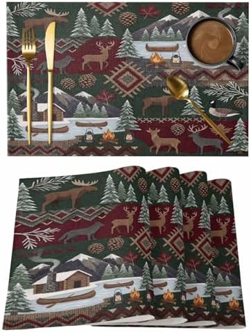 Placemats Set of 8, Western Boho Woven Placemat, Linen Place Mats for