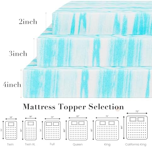 OLIXIS 3 Inch Queen Cooling Gel Infused Memory Foam Mattress Topper