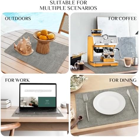 Softalker Vinyl Placemats Set of 6 - Faux Leather Heat Resistant Place