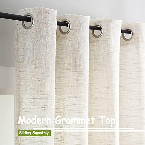 Linen Semi Sheer Curtains for Living Room 84" Natural Privacy Bedroom
