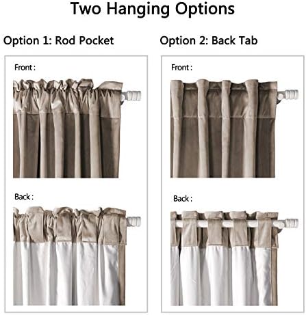 cololeaf Back Tab/Rod Pocket 2 in 1 Heading Velvet Curtain Panel