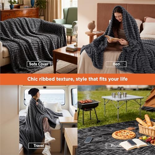 Bedsure Soft Queen Size Blanket for Bed Grey 90"x90"