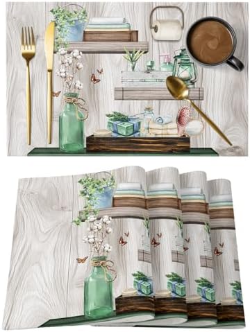 Cotton Linen Placemats for Dining Table Set of 8 Farmhouse Decorative