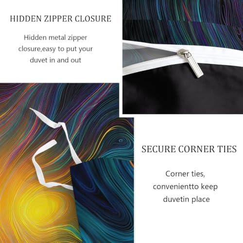 King Duvet Cover Set Technological Light and Shadow Lines Textures