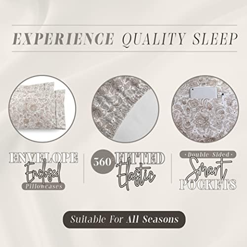 Elegant Comfort Paisley 6-Piece Sheet Set Deep Pocket, Full, Latte