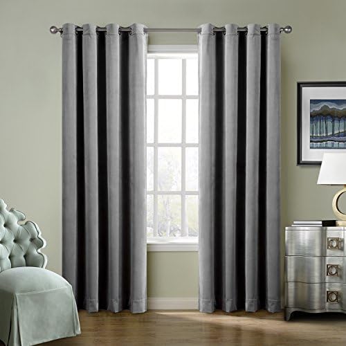 ChadMade Solid Matt Heavy Velvet Curtain Drape Panel Super Soft Nickel