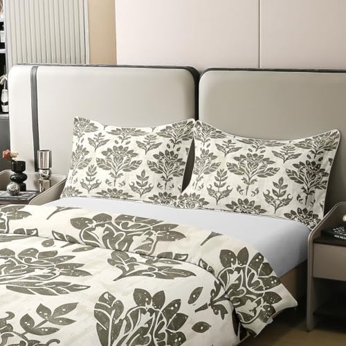Feelyou Boho Vintage Floral Duvet Cover 100% Cotton Queen Size Boys