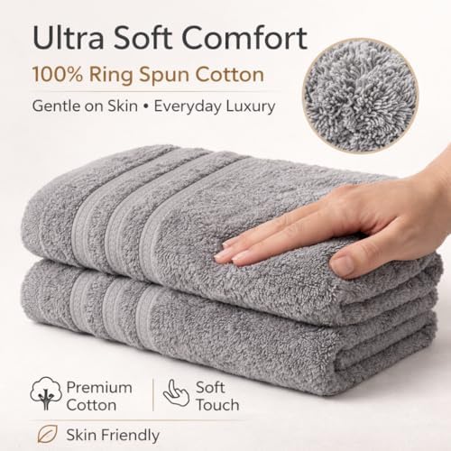 Bath Towels 27x54 – Pack of 6 | Soft, Light Weight & Quick-Dry