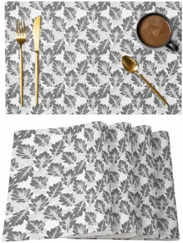Oak Leaves Placemats Set of 8, Cotton Linen Fabric Place Mats, Fall