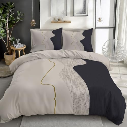Kids Beige Bedding Duvet Cover Set King Size Teenager Geometric
