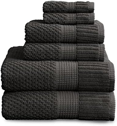 NY Loft 100% Cotton 6-Piece Bath Towel Set | Dark Grey | Quick-Dry