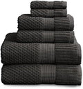 NY Loft 100% Cotton 6-Piece Bath Towel Set | Dark Grey | Quick-Dry