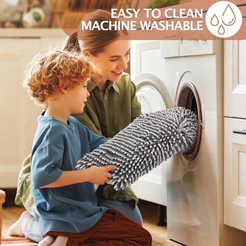 Chenille Bathroom Rugs Set 2 Piece, Absorbent Bath Rugs, Non-Slip Bath