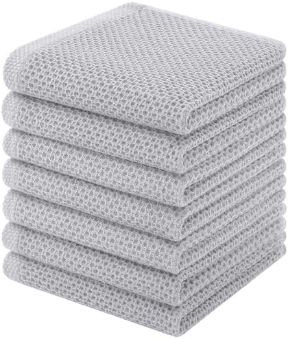 Homaxy 100% Cotton Waffle Weave Kitchen Dish Cloths, 7-Pack, Light
