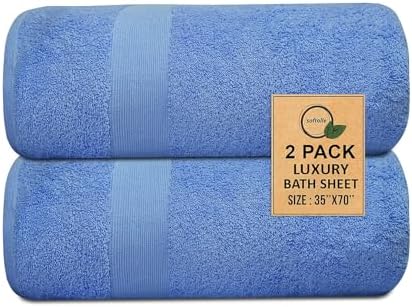 100% Cotton Luxury Bath Sheets - Pack of 2 (35" x 70") | Super Soft