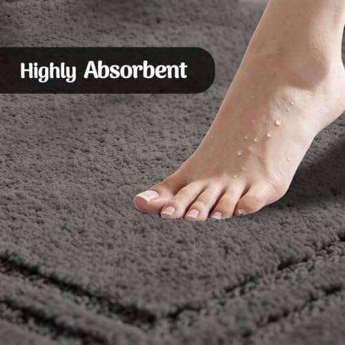 SUPERIOR Cotton Washable Bath Rug with Runner Bundle Set, 3 Piece