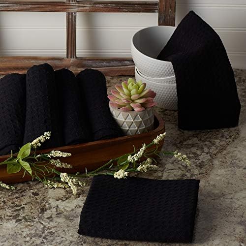 DII Recycled Cotton Kitchen Collection Dishtowel Set, 18x26, Black