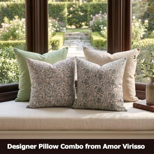 Amor Virisso Floral Throw Pillow Covers 18x18 Set of 2 Couch Pillows