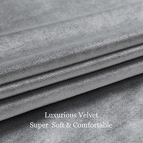 BULBUL Velvet Grey Blackout Curtains 120 inch Long for Living Room