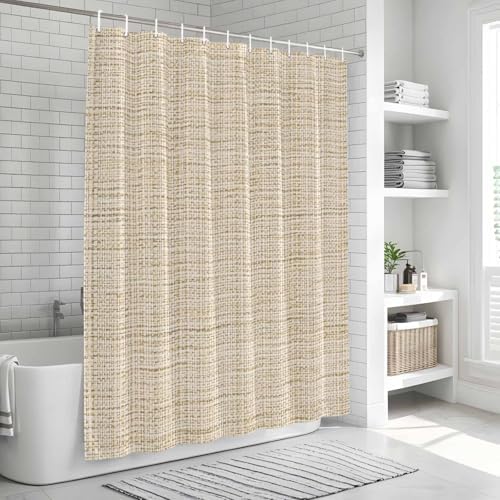 Brown Bathroom Shower Curtain 72 X 84 Inch Linen Texture Modern
