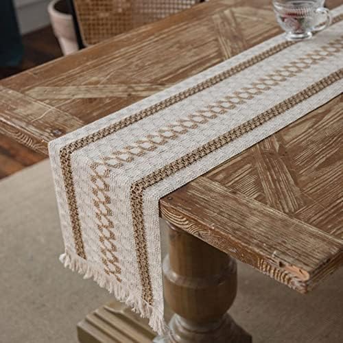 Hsvanyr Farmhouse Long Macrame Tablecloth Runner Cotton Linen with