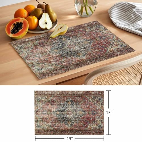 Placemats Set of 8, Boho Vintage Woven Placemat, Linen Place Mats for