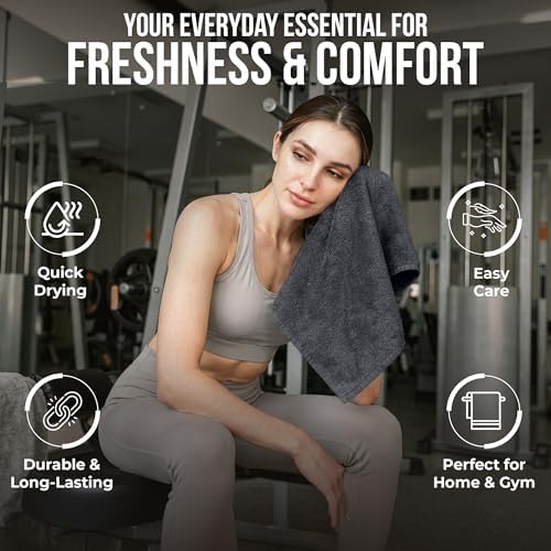 RIVERSIDE 24 Pack Wash Cloths for Showering, 12x12 inches, Dark Gray