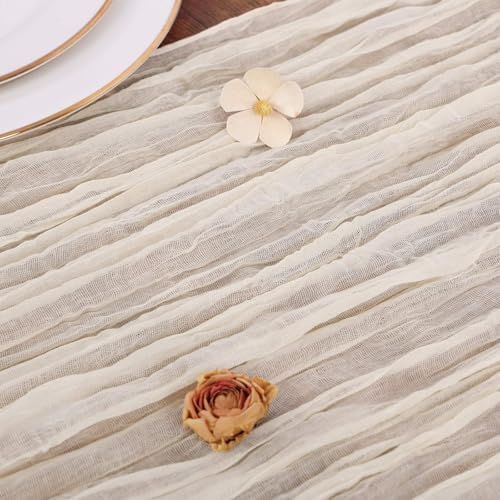 Cream Cheesecloth Table Runner 10FT Rustic Gauze Cheese Cloth Table