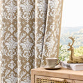 Beige Curtains 84 Inches Long 2 Panels Light Brown Damask Curtains