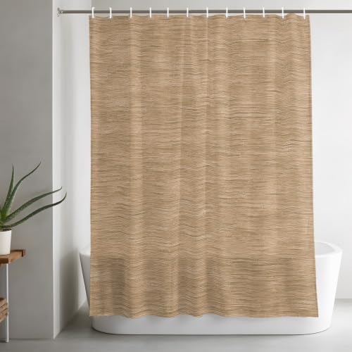 Khaki Solid Color Shower Curtain, Minimalist Vintage Linen Texture