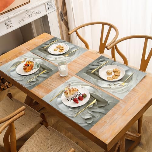 Cotton Linen Placemats - Beauty - Pack of 8 Light Gray Heat Resistant