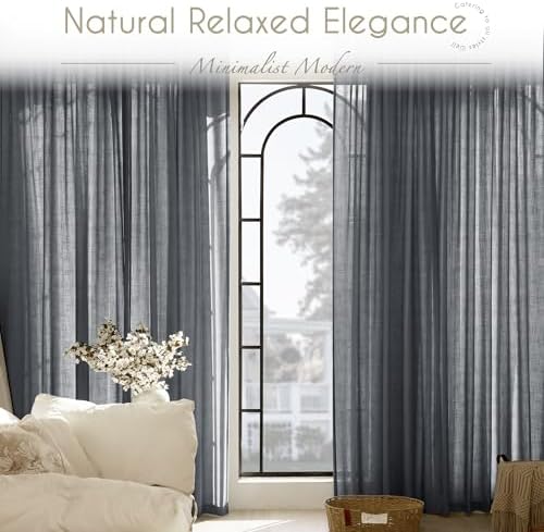Dark Gray Curtains for Living Room Back Tab Modern Farmhouse Semi