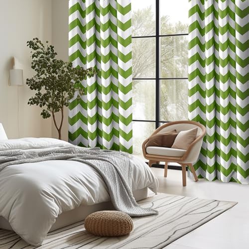 Melodieux Chevron Room Darkening Blackout Grommet Top Curtains, 52 by
