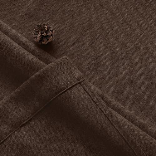 MIULEE Faux Linen Curtains 96 Inch Length 2 Panels Natural Semi Sheer