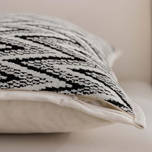 Home Brilliant Textured Chenille Pillow Covers 18x18 inch Black Set of