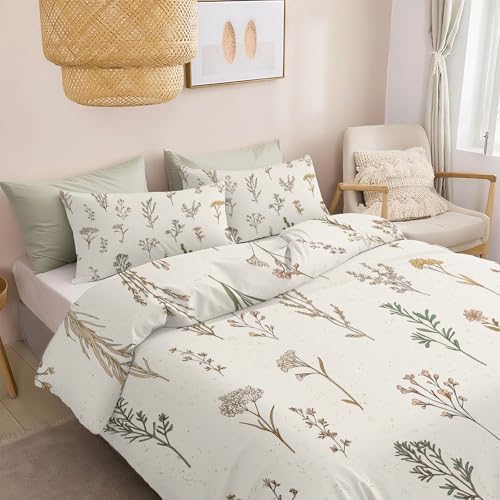 Duvet Cover Minimalist Floral Texture Duvet Cover Set with Zipper