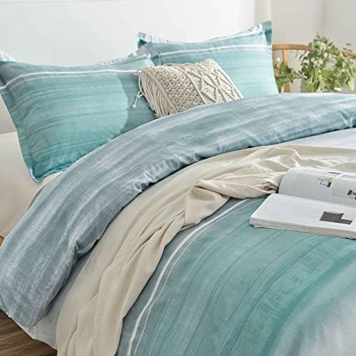 Faincy 7 Pcs King Size Comforter Set with Sheets, Blue, Grey and Teal