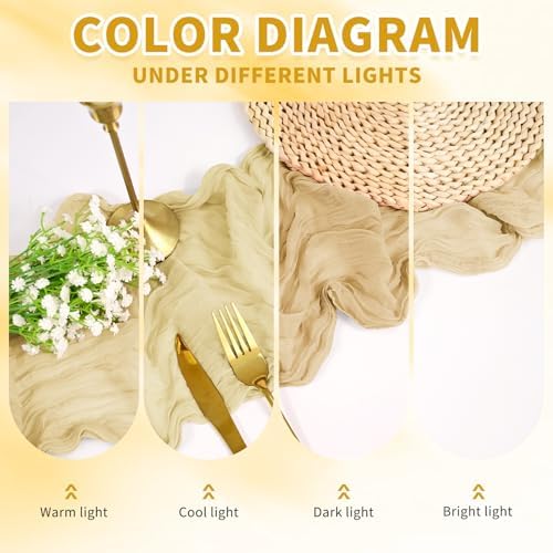 10 Pack Beige Cheesecloth Table Runner Long,21.5 x 120 Inch