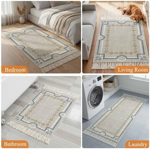 Light Gray Botanical Hallway Runner Rug 2'x5', Vintage Florals